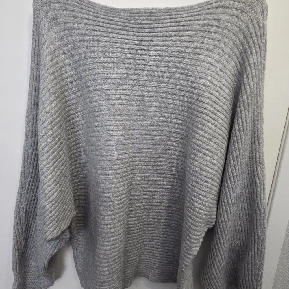 Boatneck Ribbed Sweater - Gray - Picture 3 of 5